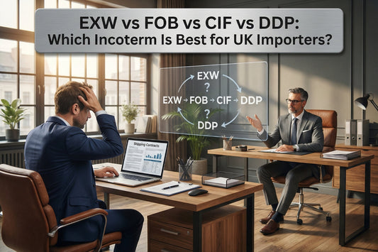 EXW vs FOB vs CIF vs DDP comparison showing Incoterms explained for UK importers